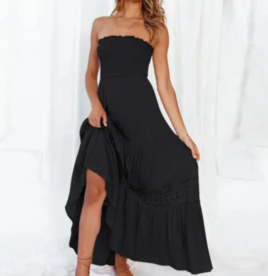 Women's Holiday Chiffon Maxi Dress – Wrapped Chest, Summer Collection