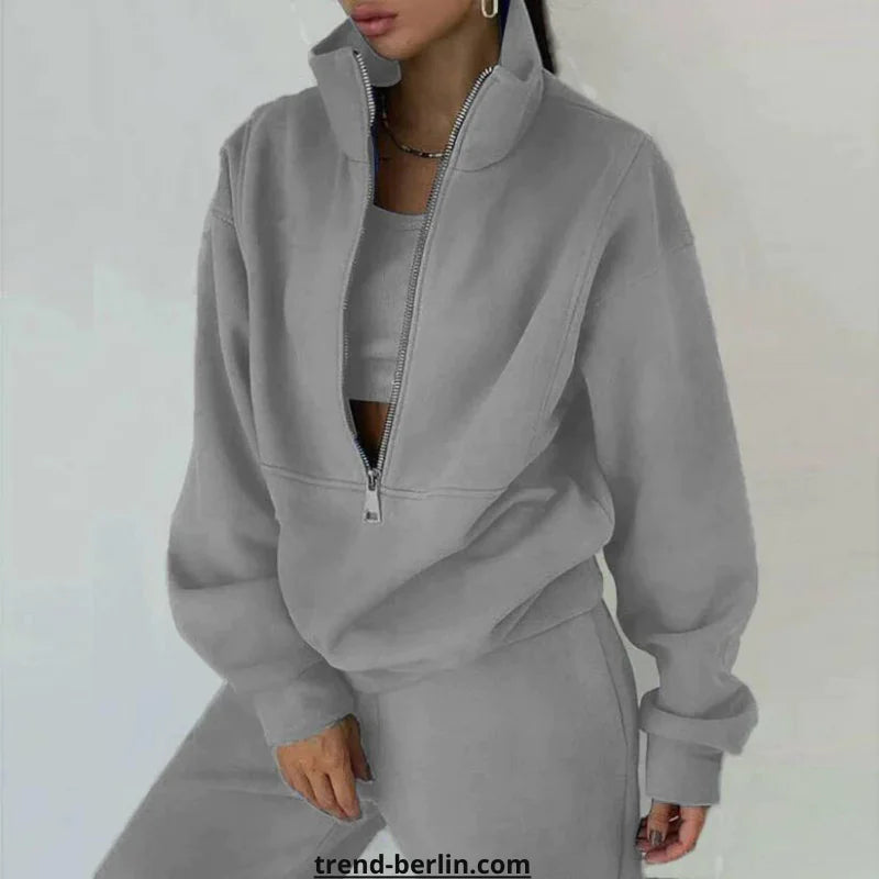 Tracksuit Solid Hooded Sport Suit