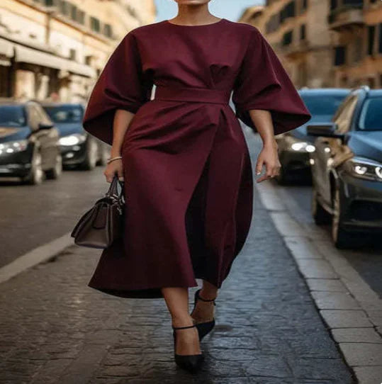 Oversized Sleeve Midi Dress