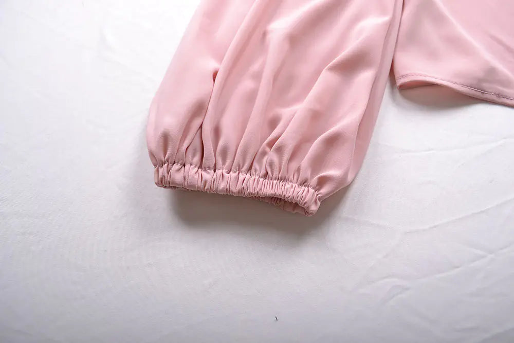 LIVA Off-Shoulder Chiffon Blouse with Lantern Sleeves